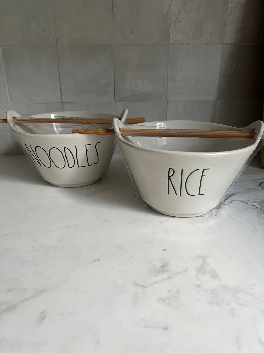 Rae Dunn Ramen Rice And Noodles Chopsticks Set of Bowls